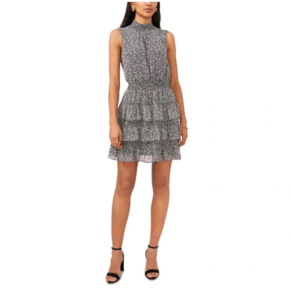 MSK Sleeveless Smocked Neck Dress with Ruffle Tiered Skirt